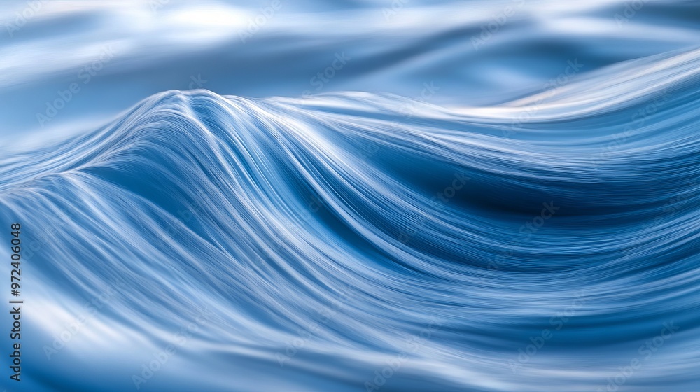Aufkleber macro blue wave pattern in a river with motion blur