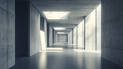 Brutalist government office with thick concrete walls, narrow windows, and a cold, utilitarian design, emphasizing power and control. 4K hyperrealistic photo.