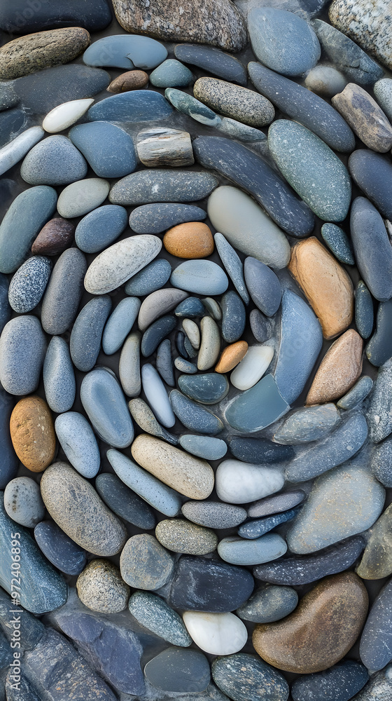 Poster an arrangement of pebbles in a spiral pattern creates a calming and harmonious visual effect showcas