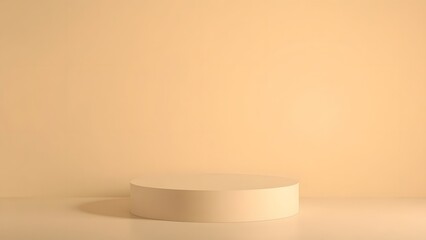 Minimalist Beige Abstract Background with Round Pedestal