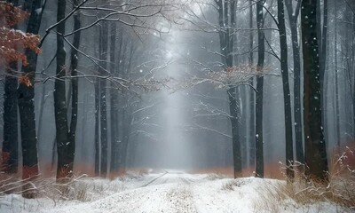 
Step into a whimsical fairytale winter forest transformed by falling snow. This breathtaking scene offers a tranquil escape, showcasing nature’s beauty in the heart of winter.
