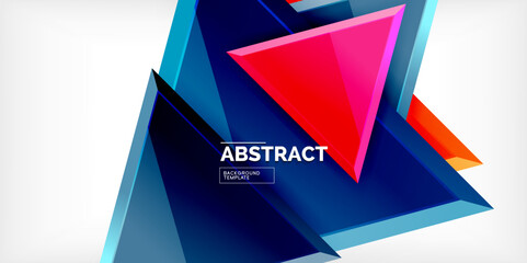 Abstract background - colorful triangles with 3d effect. Vector Illustration For Wallpaper, Banner, Background, Card, Book Illustration, landing page