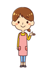 保育士　案内　右　イラスト素材