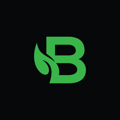 Letter B with leaf logo design template. Suitable for business, web, nature and designs