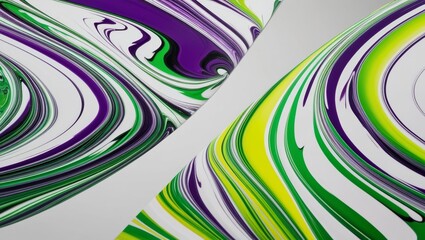Abstract Swirling Green, White and Purple Paint Texture