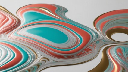 Abstract Swirling Liquid Marble Pattern with Gold and Teal