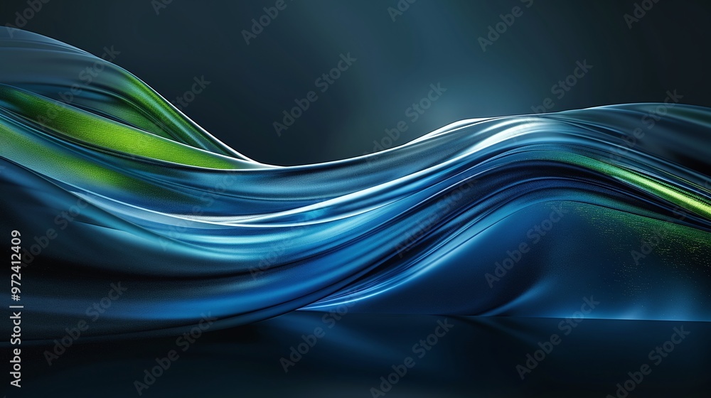 Poster Vibrant waves of color flow gracefully, creating a dynamic and captivating abstract scene. Perfect for backgrounds and design projects. Product presentation background.