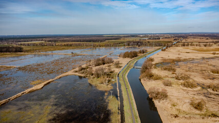 Luftbild - Spreewald im Frühling zwischen Lübbenau und Lübben, der Gurkenradweg