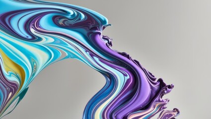 Abstract Liquid Swirls in Blue, Purple, and Yellow