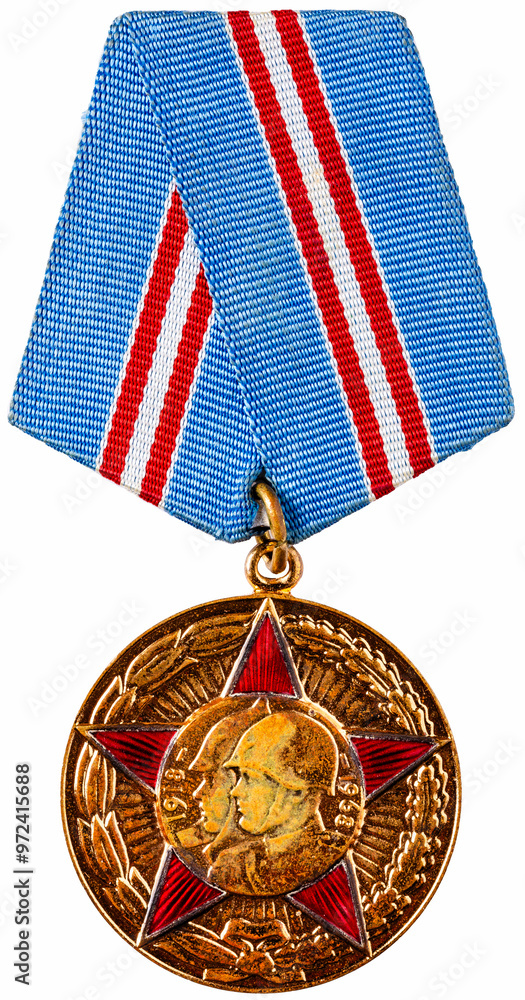 Wall mural Russian (Soviet) Medal For Participation In The Second World War Isolated