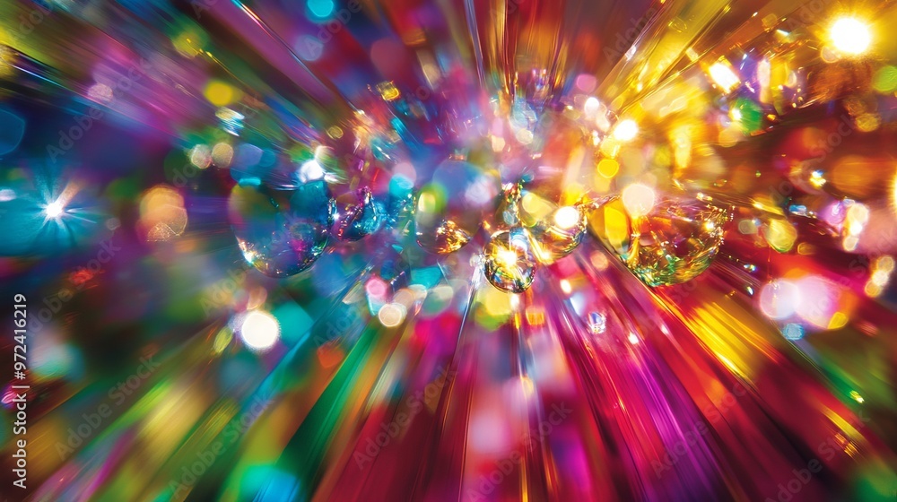 Poster this vibrant image features abstract prismatic reflections along with bright colors, creating a mesm
