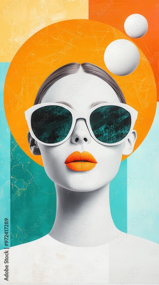 Wall mural Woman in Sunglasses with Abstract Background.