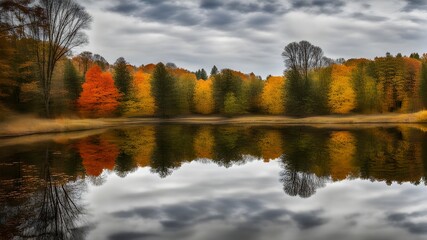 Obraz premium pond with autumn
