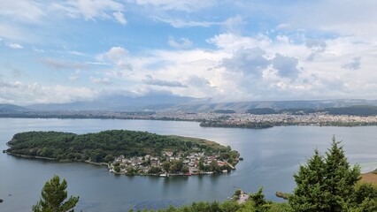 ioannina giannea  panorama greece in autumn season rainy day