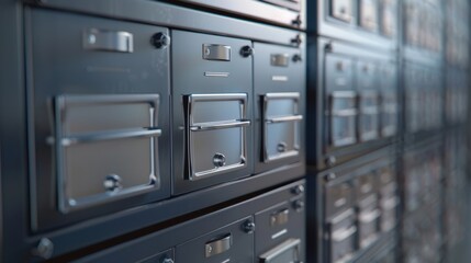 Filing Cabinet: A metal filing cabinet with deep drawers, offering a secure and organized way to store and manage important documents and files.
