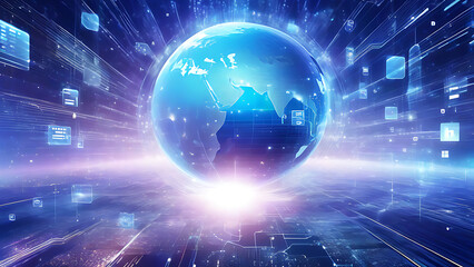 Fototapeta premium blue planet earth for communication network
