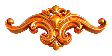 Elegant Golden 3D Ornamental Design on Transparent Background &ndash; Perfect for Luxury Branding