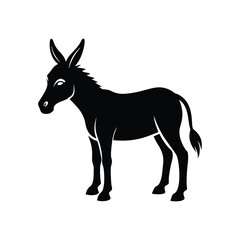 donkey silhouette vector, black donkey silhouette vector illustration on white background