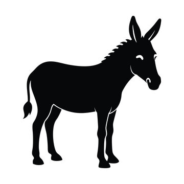 recommend clip art: Donkey with grass silhouette on white background. Donkey icon sign illustration design.