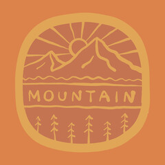Camping and mountain addict hand drawing design for t shirt, badge, sticker illustration