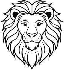 Obraz premium lion head black vector illustration silhouette, Print