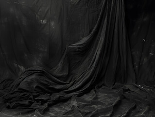 Black texture background with copy space. Neural network AI generated art