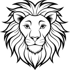 Obraz premium lion head black vector illustration silhouette, Print