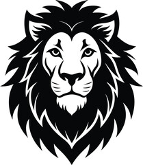 Obraz premium lion head black vector illustration silhouette, Print