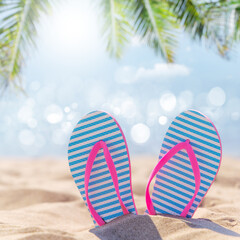 Flip flops on the sea beach