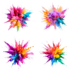 Explosive Color Bursts in Vivid Tropical Hues Isolated on Transparent Background