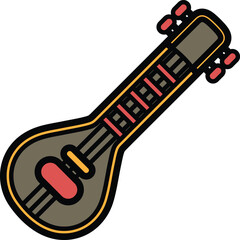 Illustration of a ukulele in line drawing style.