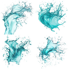 Swirling Aqua Marine Paint Perfect for Water Themed Artworks Isolated on Transparent Background