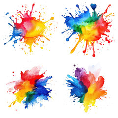 Fototapeta premium Explosive Color Bursts in Primary Colors for Dynamic and Energetic Artworks Isolated on Transparent Background