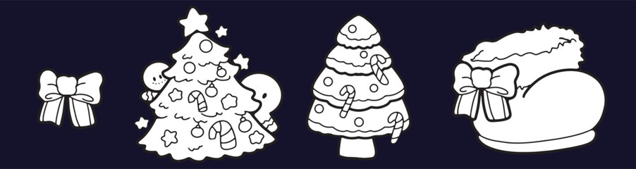 Cute children Christmas Cute hand drawn Elements Illustration cards