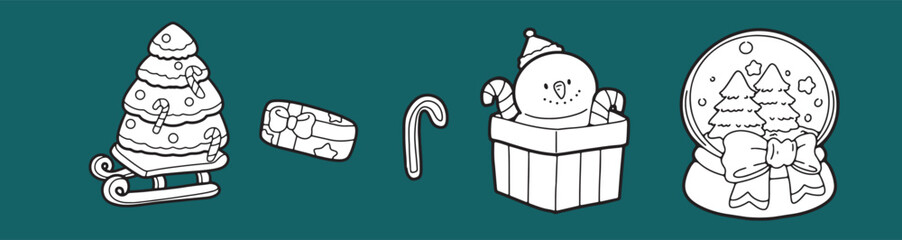 Cute children Christmas Cute hand drawn Elements Illustration cards