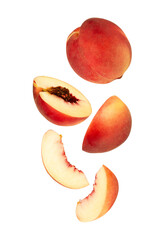 Falling Peach, cutout, full depth of field.