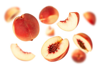 Falling Peach, cutout, full depth of field.