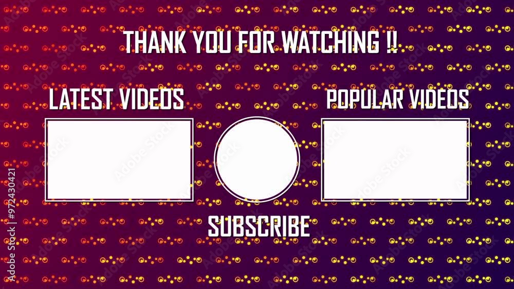 Poster animated online interface thanks viewers and prompts subscriptions on a vibrant background.