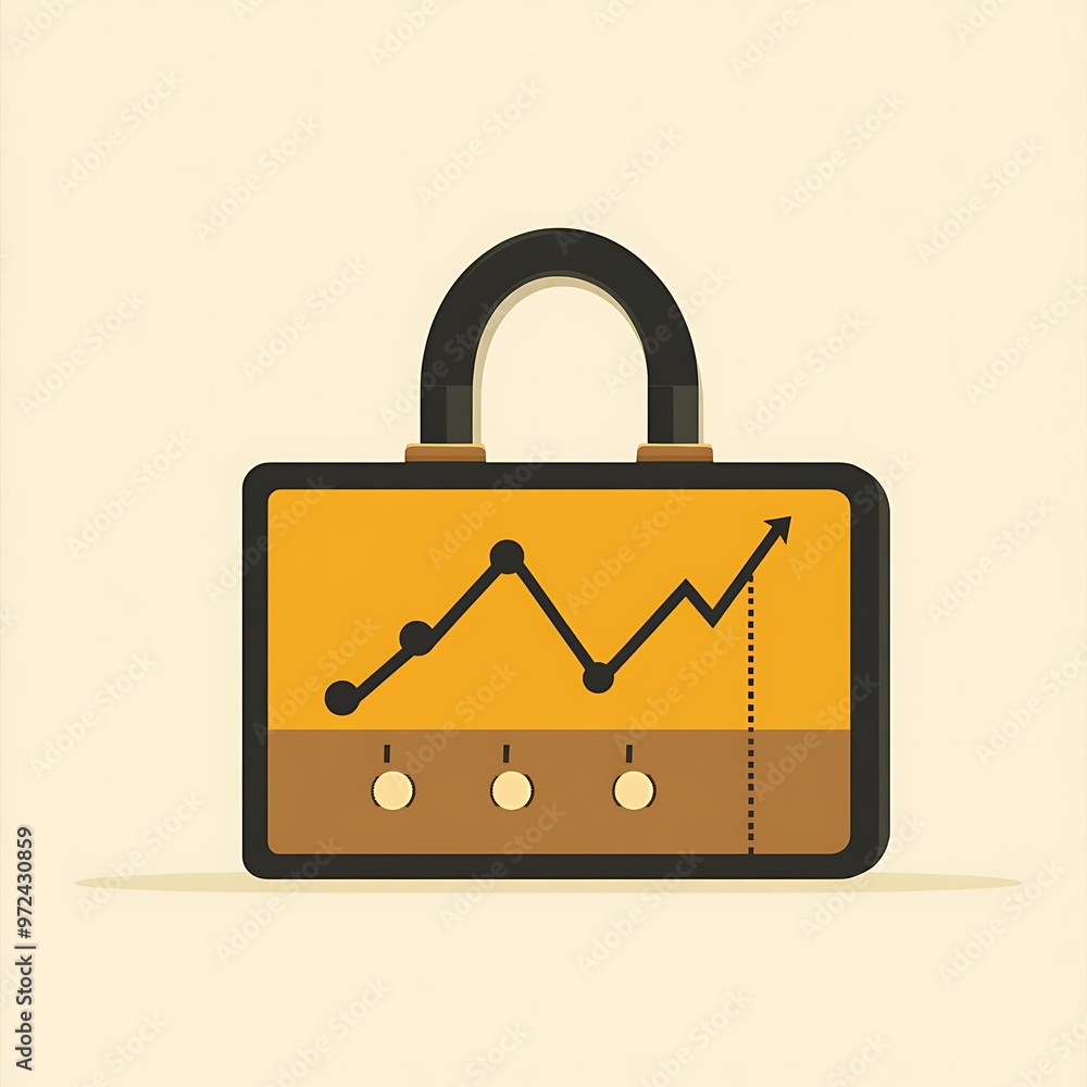 Poster padlock with a line graph showing upward trend