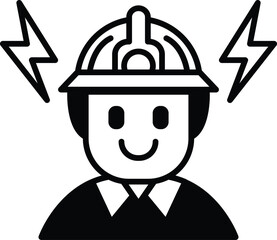 A cartoon of a smiling firefighter with a helmet on his head