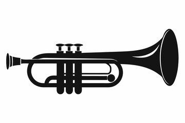 Obraz premium Trumpet silhouette vector, music instrument silhouette, Trumpet icon symbol vector illustration 