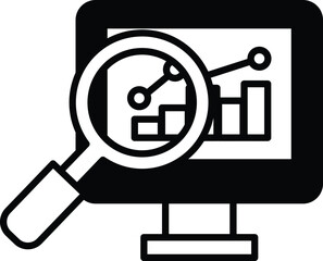 A computer monitor with a magnifying glass on it