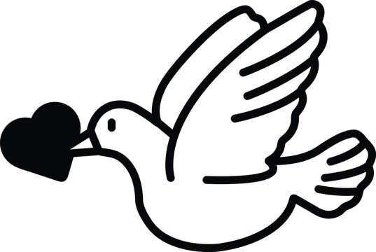 recommend clip art: A white bird holding a heart
