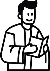 Illustration of a priest in line art style.