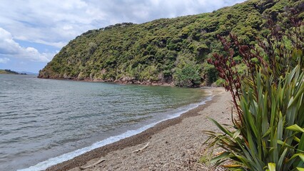 Obraz premium The beautiful coastal settings with turquoise blue water at the Bay of Islands, New Zealand