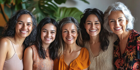 Obraz premium Women of several generations smiling at the camera