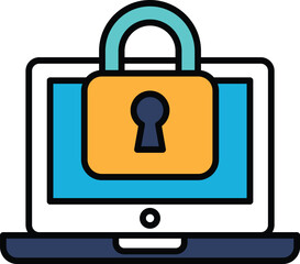 A laptop with a lock on it