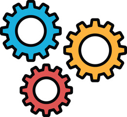 cartoonish drawing of gears in a line style.