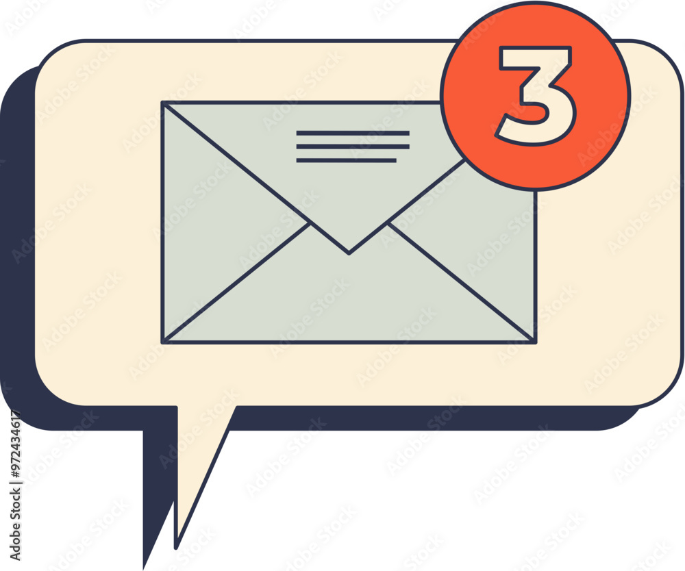 Poster icon of a speech bubble with an envelope and a notification badge indicating one new message.