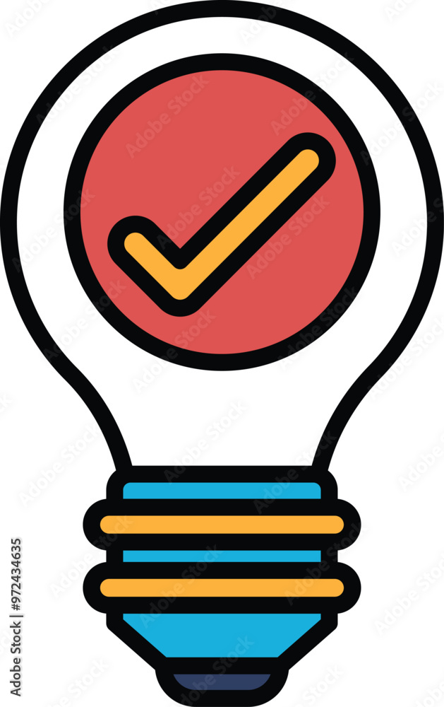 Poster a light bulb with a check mark on it